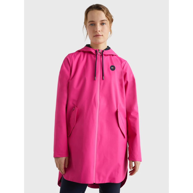 Tommy Hilfiger Women's Waterproof Long Performance Rain Jacket - Hot Magenta-2